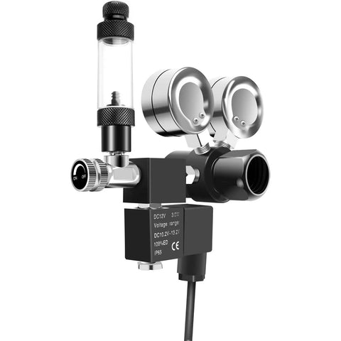 CO2 Regulator For Aquarium With DC Solenoid Bubble Counter And Check Valve Side Open Cylinder CGA320 DIY Plant Growth Setup