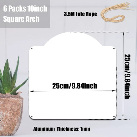 Six Pack Ten Inch Sublimation Metal Sign Blanks For Doors And Walls Two Sided Aluminum Address Plaque Hangers For Heat Press