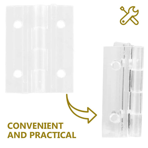 Clear Acrylic Folding Door Hinges Set For Cabinets And Wooden Boxes Sturdy Small Butt Hinges with low profile design.