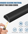 Super Sleek Silicone Wall Cable Track With Side Access Lid For Heavy Duty Wire Clutter Zero Sweat Peel Stick Mount For Living Room Entertainment Center Directly On Drywall Safe Storage, featuring flexible black silicone material.