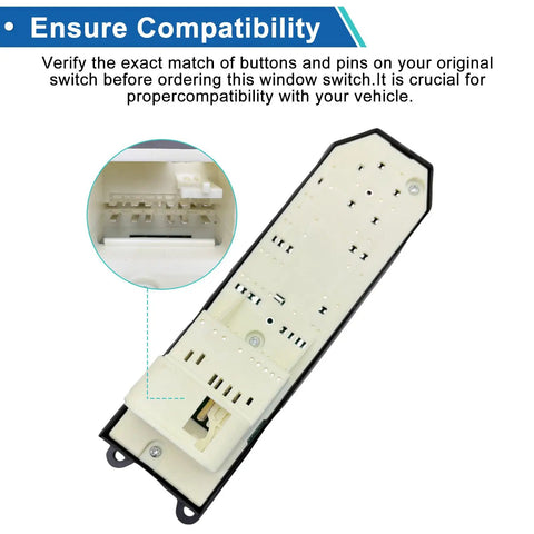 Back view of Upgraded Power Window Master Switch With White LED Backlit For 2007-2021 Toyota Tundra And Sequoia Auto Up And Down