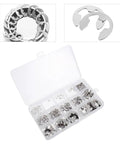 Heavy Duty Stainless Steel Retaining Ring Set With E Shaped Clips 400 Piece Assortment For Automotive Machinery And DIY Projects Rust Resistant Clip Rings Kit, open organizer case