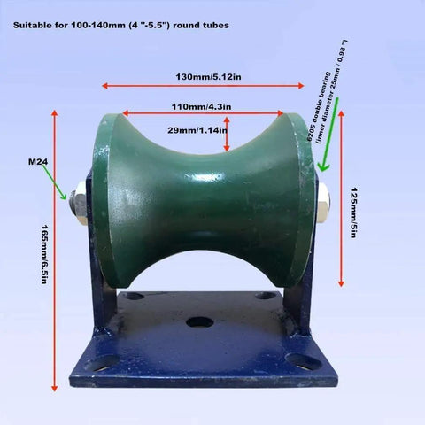 Solid As A Rock Heavy Duty Cast Iron Sliding Gate Roller With Reinforced Bracket smooth green wheel with dimensions for barn doors