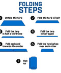 Folding instructions for Heavy Duty Waterproof Poly Tarp 12x16 Foot With True 8x8 Weave Grommets Every 36 Inches Shelter