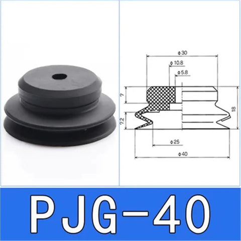 10 Pcs Black Industrial Pneumatic Silicon Vacuum Sucker Cups Chuck Nozzle For Manipulator Heavy Duty Rubber Silicone Suction Grips High Performance rubber suction cup with detailed dimensions for industrial use.