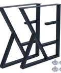 3-Tier Metal Table Legs Set Of 2, Beefy Black Steel Desk And Dining Table Legs, 28 Inch Tall By 24 Inch Wide, K-Shaped Industrial Modern Heavy-Duty