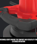 Close-up of 10 Inch Corded Polisher With 2800 OPM For A Swirl Free Finish showing contoured overmolded grip handle