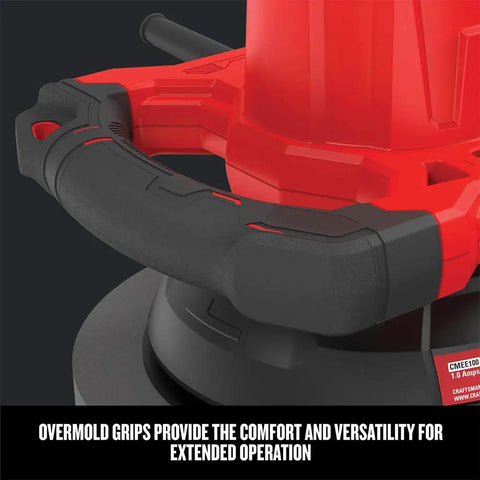 Close-up of 10 Inch Corded Polisher With 2800 OPM For A Swirl Free Finish showing contoured overmolded grip handle