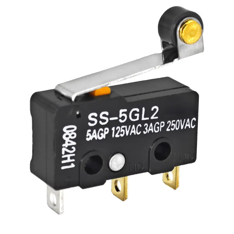 Pack Of Six Microswitch With SPDT Contacts 125V AC 5A Momentary Snap Action Hinge Roller Actuator IP40, industrial use