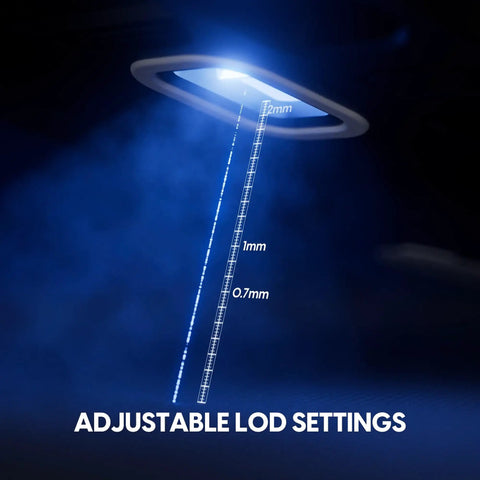 Illustration of adjustable LOD settings for the Featherweight Wireless Gaming Mouse Featuring A Snug Compact Profile And Buttery Smooth Tracking.