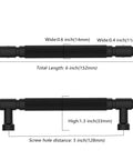 Dimensions of 10 Pack 5 Inch Matte Black Knurled Cabinet Pulls For Kitchen Cabinets Cupboards And Drawers 128mm Length Durable Hardware