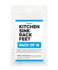 Replacement Feet for Kitchen Sink Rack and Grate, 16 Pack, White Rubber 0.37 Inch Opening packaging front view