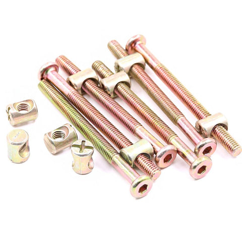 M6 X 80mm Zinc Plated Hex Socket Cap Screws And Barrel Nuts Set for furniture building shown in a pile