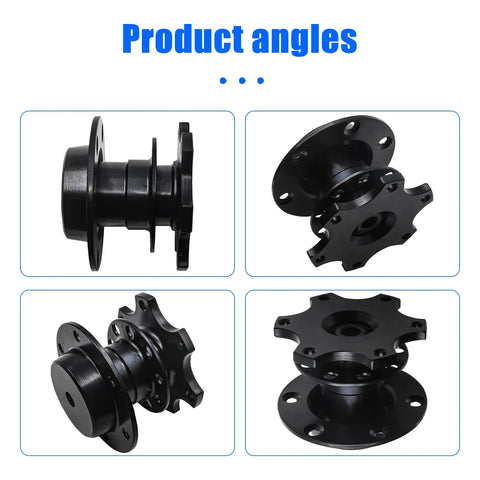 Slick Black Anodized Aluminum Steering Wheel Quick Release Hub And Six Hole Racing Adapter Kit With Universal Straight Swap Fitment.