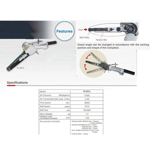 Shop Floor Ready Air Powered Handheld Belt Sander With Stepless Speed Control And Hassle Free Zirconia Strip Swap For Crushing Serious Wood Metal Stone Projects Today features and specifications overview