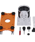 Top Tier Aluminum Wood Trimmer Router Base With Adjustable Slotting Bracket Drops Right In For Butter Smooth Routing And Reliable Cuts On Lumber Fits 65 Mm Bore Accepts 6 To 56 Mm Shafts, showcasing router base components and accessories.