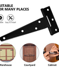 Six Pack T-Hinge 5 Inch Anti Rust Iron Shed Door Hinge with installation and usage examples