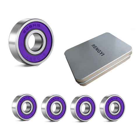 ABEC 9 Chrome Steel Skateboard Bearings 16 Pack For Longboards Skates Scooters And Roller Skates Purple Color Pre Lubricated