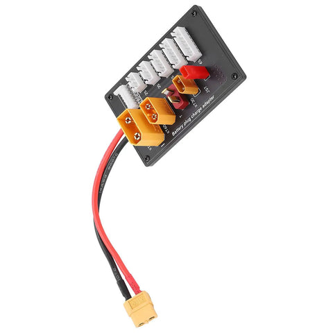 Parallel Charging Board Adapter For 2S To 6S LiPo Batteries For RC Drones And FPV Gear, showing connectors and cables.