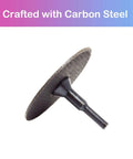 Crossarctic cut-off wheel mounting mandrel with 1/4 in shaft for die grinder; gray abrasive wheel