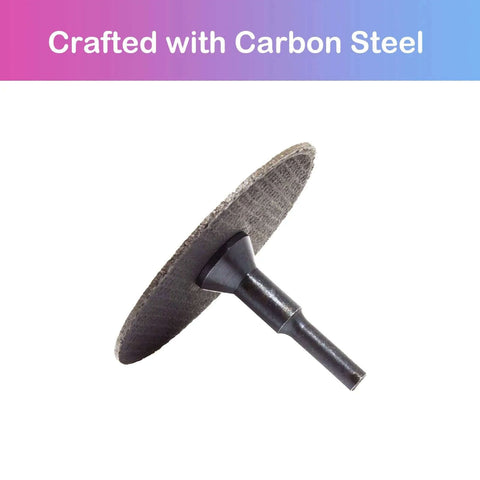 Crossarctic cut-off wheel mounting mandrel with 1/4 in shaft for die grinder; gray abrasive wheel
