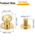 Dope 16 Piece Ball Head Stud Screw Back Rivet Set For Leather Craft Nipple Rivets 7mm Round Head Details and Dimensions