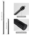 Heavy Duty Carbon Fiber Selfie Stick Extends To Super Long 118 Inches with 1/4 Inch mount showing length and secure screw details.