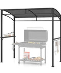7 Foot Grill Gazebo With Serving Shelf And Storage Hooks Curved Canopy Shelter With Heavy Duty Steel Frame And Sunshade Awning