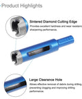 CoCud 16mm diamond core drill bit, blue aluminum body with round shank; suitable for tiles, stone, marble, concrete (dry/wet).