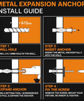 Metal expansion anchor install guide for Heavy Duty Hollow Wall Anchors Kit For Drywall Multi Size Screw Set