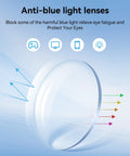 Anti-blue light lens demonstrating blue light blocking feature for Protective Safety Glasses With Progressive Reading 1.75 Lens And Blue Light Blocking For Work, Screen Time, And Your Daily Grind, All Around Shield Guarding Eyes From Debris Dust Splashes.