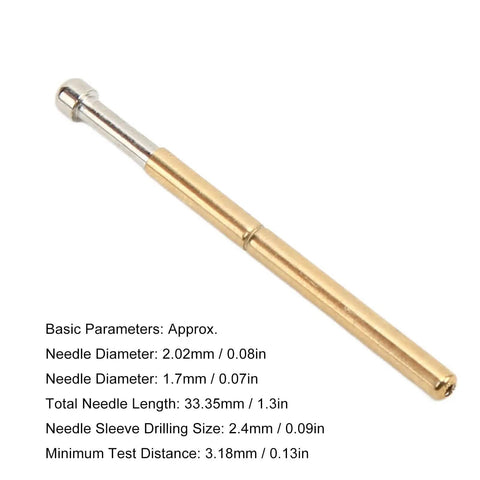 100 Pcs P125 D Spring Test Probes With Large Round Heads For PCB Testing 2.0mm Diameter Pogo Pins Set; side view