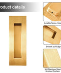 Recessed Finger Flush Pulls With Edge Pull For Pocket Doors Closet Doors Sliding Doors And Barn Doors Gold 6 Inch Handle Hardware Stainless Steel Rust Proof Pop Up Design Durable Construction