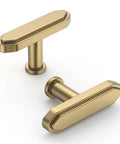 Champagne Bronze Cabinet Knobs 10 Pack Zinc Kitchen Cabinet Hardware For Dresser Drawers 1.2 Inch Diameter By 1.1 Inch Height Includes 1 Inch Screws Rust Proof Anti Corrosion Non Toxic Heavy Duty Pulls. Two horizontal view knobs.