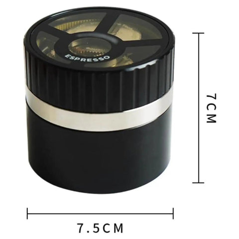 Slick 58mm Coffee Distributor Needle With Geared Spinning Action And Sturdy Black Base, smooth 7.5cm espresso leveler.