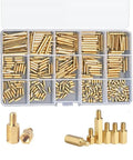 380 Pcs M2 Brass Threaded Hex Spacers Assortment Kit For DIYers With 15 Sizes 3mm To 30mm M2 Thread Standoffs For PCB And Motherboard Mounting Durable Metal Spacers Organized In Clear Case, brass standoffs in case
