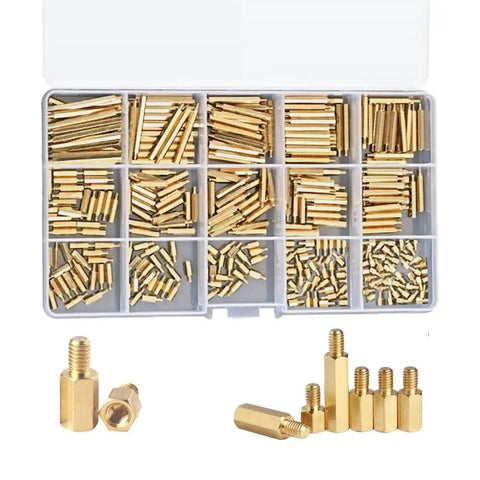 380 Piece Dope Brass Standoff Kit M2 Hex Spacer Set With Assorted Motherboard Standoffs And Screws In Clear Storage Box Multi Size Brass Spacers For PC Builds And DIY Electronics, assorted brass spacers