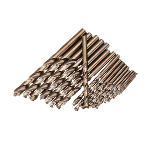 Heavy Duty 19 Piece HSS M35 Cobalt Twist Drill Bit Set For Metal And Aluminum Drilling With Straight Shank Deep Hole Machinist Tools Kit, 19-piece set