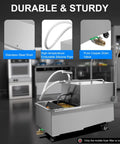 Pro Grade Commercial Deep Fryer Oil Filter Cart With Stainless Steel Mobile Frying Station featuring stainless steel shell and silicone pipe.