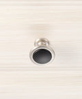 Round Cabinet Knobs 10 Pack Matte Black And Nickel, Durable Solid Metal Drawer Knobs on white cabinet door, 1960 Style Single Hole Pulls