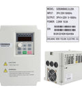 2.2kW VFD Inverter For CNC Machines, 220V 1-Phase Or 3-Phase Input, front panel display and side view cooling fan
