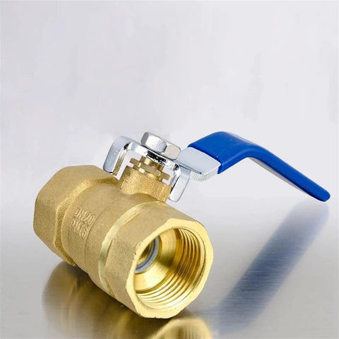 Killer Brass Ball Valve With Quick Swing Lever Handle And Rigid BSP Connections For Straightforward Copper Plumbing And Air Gas Lines No Fret Setup Saves Massive Sweat, showcasing blue handle and brass body.