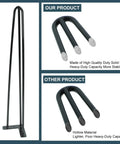 22 Inch Industrial Hairpin Table Legs Set Of Four With 3 Eighths Inch Diameter Beefy Heavy Duty Solid Iron vs. Hollow Iron Legs