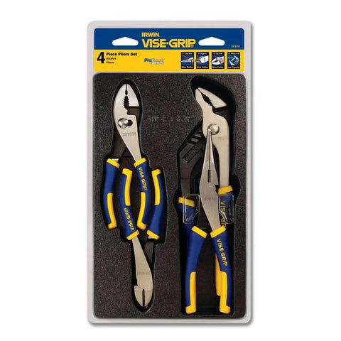 4 Piece Pliers Set With Anti Pinch Grips For Comfort And Control Includes 6 Inch Diagonal And 6 Inch Slip Joint Pliers Nickel Chromium Steel Built Tough For Durability And Smooth Handling On Everyday Jobs in packaging