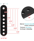 Heavy Duty Adjustable Universal Leaf Spring Shackles Plates For Trailers, Two Pack, Nine Inch Long By Two Inch Wide, Three Eighths Inch Thick Aluminum Alloy diagram showing dimensions and specifications