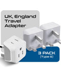 UK Travel Plug Adapter 2 In 1 Type G For Ireland And Dubai US To UK Travel Plug Dual USA Inputs CE RoHS Certified HK Outlet Adapter 3 Pack