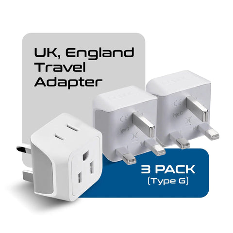 UK Travel Plug Adapter 2 In 1 Type G For Ireland And Dubai US To UK Travel Plug Dual USA Inputs CE RoHS Certified HK Outlet Adapter 3 Pack