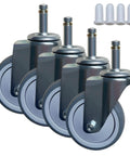 Heavy Duty Four Inch Swivel Caster Wheels With Non Marking Rubber Tires And 7/16 Inch Threaded Stems in pack of four
