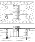 Diagram of Invisible Cross Hinge 44 Mm Zamak Hidden Furniture Hinge 180 Degree Foldable Concealed Cabinet Hinge Yellow Galvanised