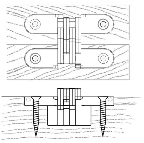 Diagram of Invisible Cross Hinge 44 Mm Zamak Hidden Furniture Hinge 180 Degree Foldable Concealed Cabinet Hinge Yellow Galvanised